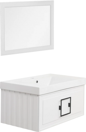 Мебель для ванной La Fenice Cubo 80 белая, ручка черная