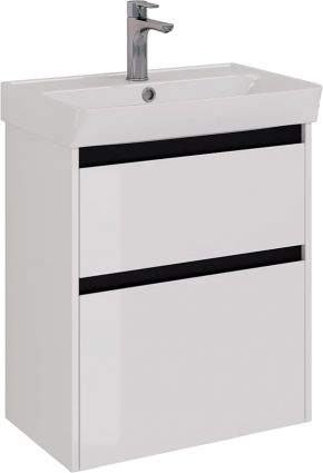 Тумба с раковиной Lemark Combi 60 черная, белая глянцевая