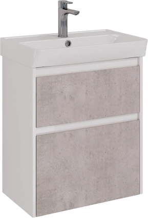 Тумба для комплекта Lemark Combi 60 бетон, белая глянцевая