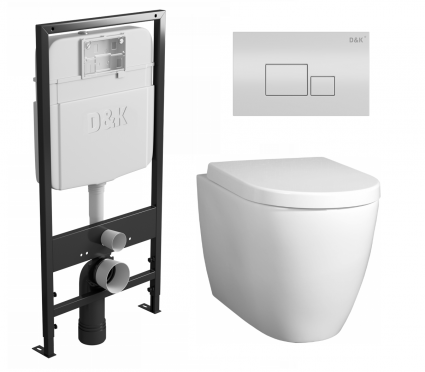 Комплект 3 в 1 инсталляция D&K DI8055119 + Унитаз подвесной BelBagno Marino + Кнопка прямоугольная белая