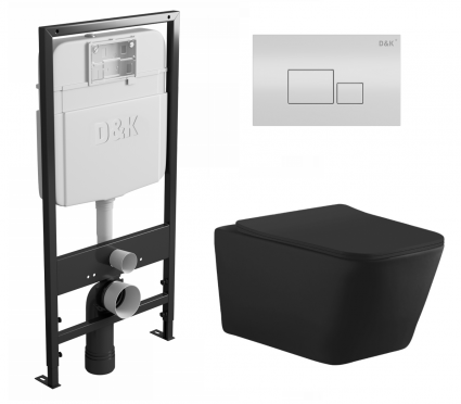 Комплект 3 в 1 инсталляция D&K DI8055119 + Унитаз подвесной Aquanet Tavr-W BW 287011 + Кнопка прямоугольная белая