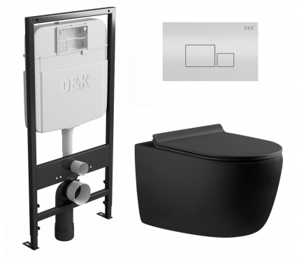 Комплект 3 в 1 инсталляция D&K DI8055119 + Унитаз подвесной Aquanet Cetus 287008 + Кнопка прямоугольная белая