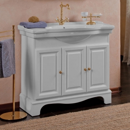 Тумба для комплекта La Beaute Classic Michel 100 белый матовый, фурнитура золото