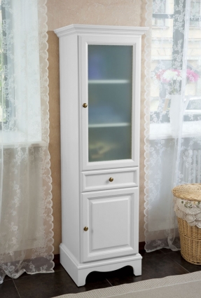 Шкаф-пенал La Beaute Classic Michel белый матовый, матовое стекло, фурнитура бронза R