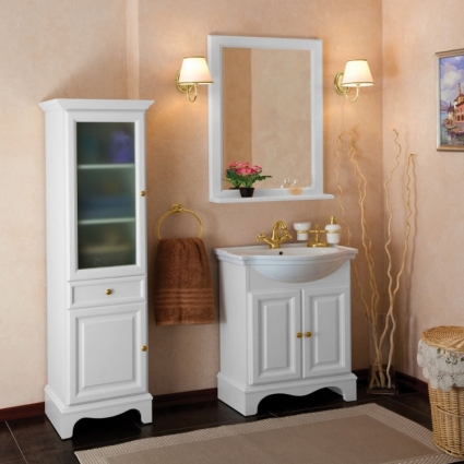 Мебель для ванной La Beaute Classic Michel 70 белый матовый, фурнитура золото