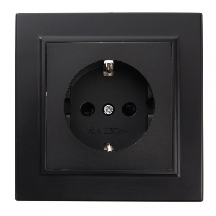 Розетка 2P+PE Stekker Эрна со шторками черный PST16-9010-03 39479