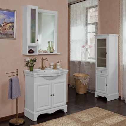 Мебель для ванной La Beaute Classic Michel 80 белый матовый, фурнитура бронза