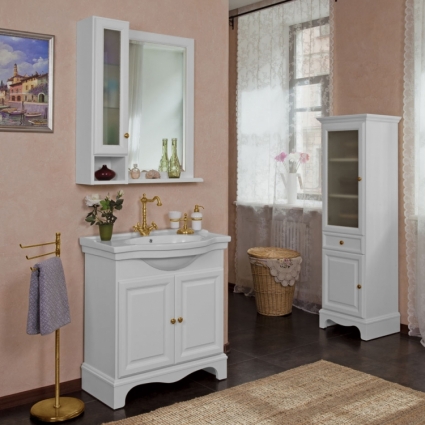 Мебель для ванной La Beaute Classic Michel 80 белый матовый, фурнитура золото