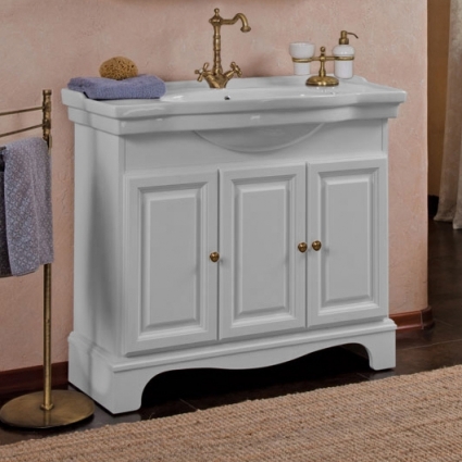 Тумба для комплекта La Beaute Classic Michel 100 белый матовый, фурнитура бронза