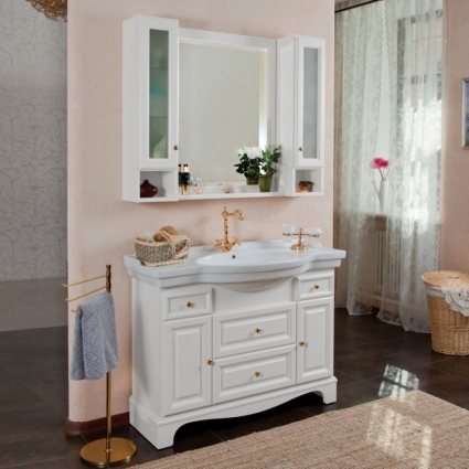 Мебель для ванной La Beaute Classic Michel 120 белый матовый, фурнитура золото