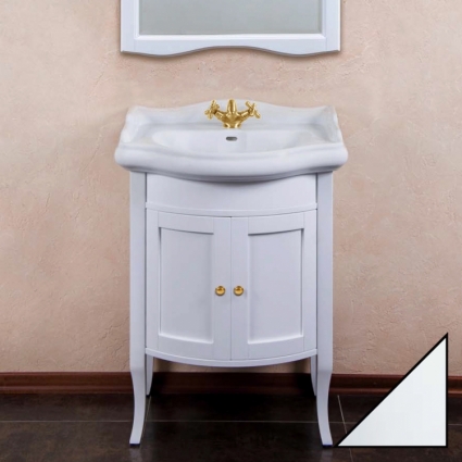 Тумба с раковиной La Beaute Classic Lorette 65 белый глянец, фурнитура золото