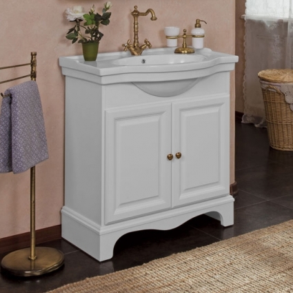 Тумба с раковиной La Beaute Classic Michel 80 белый матовый, фурнитура бронза
