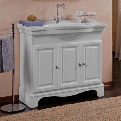 Тумба с раковиной La Beaute Classic Michel 100 белый матовый, фурнитура серебро