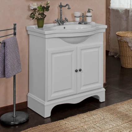 Тумба с раковиной La Beaute Classic Michel 80 белый матовый, фурнитура серебро