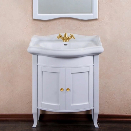 Тумба с раковиной La Beaute Classic Lorette 70 белый матовый, фурнитура золото
