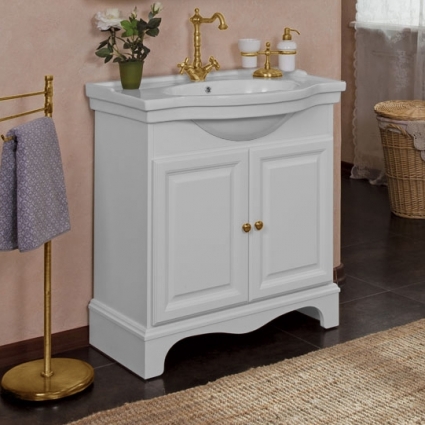 Тумба с раковиной La Beaute Classic Michel 80 белый матовый, фурнитура золото