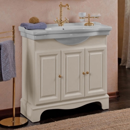 Тумба с раковиной La Beaute Classic Michel 90 слоновая кость матовый, фурнитура золото