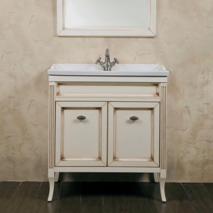 Тумба с раковиной La Beaute Classic Vivien Porta 80 слоновая кость с патиной, фурнитура серебро