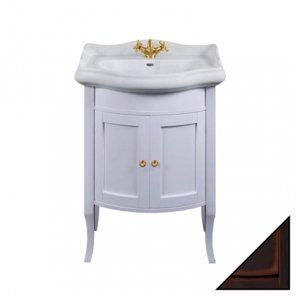 Тумба с раковиной La Beaute Classic Lorette 65 темное дерево глянец, фурнитура золото