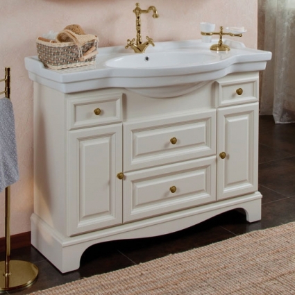 Тумба с раковиной La Beaute Classic Michel 120 слоновая кость матовый, фурнитура бронза