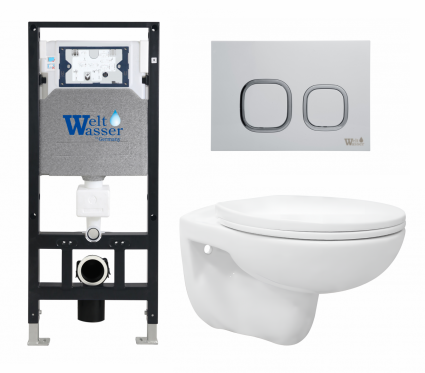 Комплект 3 в 1 инсталляция WeltWasser WW Amberg 506 10000005662 + Унитаз подвесной Enio Ekos EN0170571 + кнопка белая