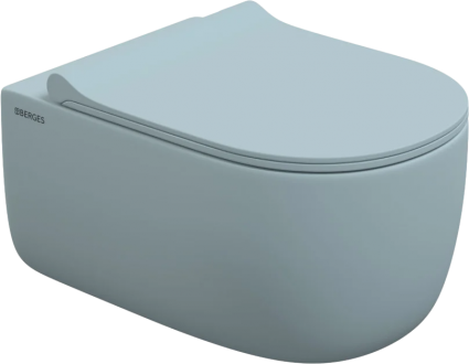 Унитаз подвесной Berges Wasserhaus Ego XL Rimless 083229 с микролифтом, матовый голубой