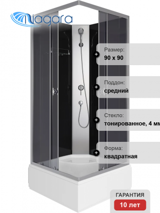 Душевая кабина Niagara Eco E90/26Q/TN/BK 90х90 см, без крыши