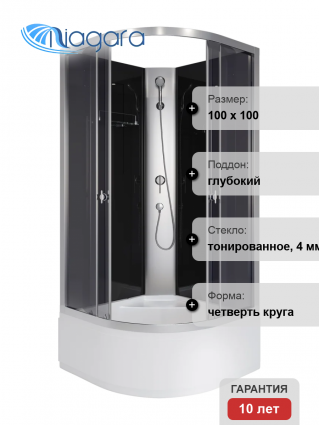 Душевая кабина Niagara Eco E100/40/TN/BK 100х100 см