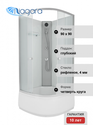 Душевая кабина Niagara Eco E90/40/MT/BK 90х90 см, без крыши