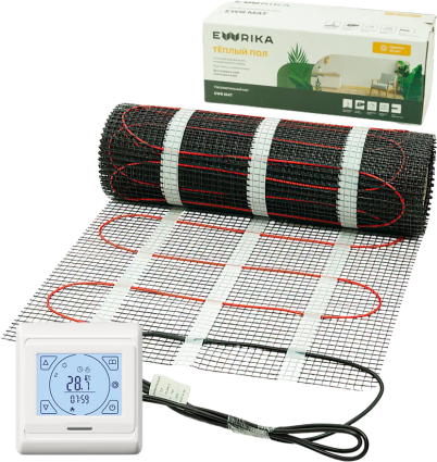 Комплект теплого пола EWRIKA MAT EWR 150-6 с терморегулятором ТЕП91Б белым, сенсорным