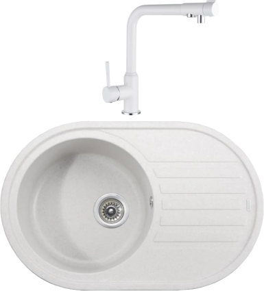 Комплект Мойка кухонная Kaiser KGM-7750-W белая + Смеситель Teka 13044-10 белый
