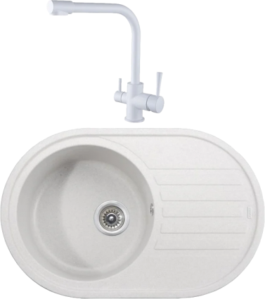 Комплект Мойка кухонная Kaiser KGM-7750-W белая + Смеситель Merkur 26044-10 белый