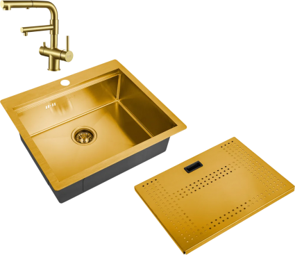 Комплект Мойка кухонная Zorg Master N-5952 Bronze + Смеситель Sanitary SZR-3216 Bronze бронза