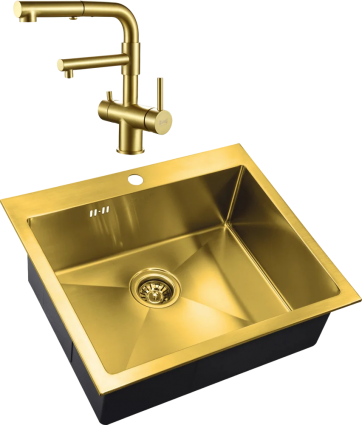 Комплект Мойка кухонная Zorg Inox PVD Inox Pvd SZR-5951 bronze + Смеситель Sanitary SZR-3216 Bronze бронза