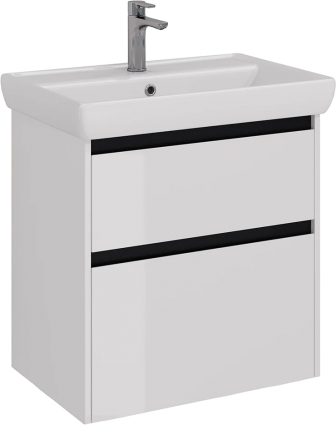 Тумба с раковиной Lemark Combi 70 черная, белая глянцевая