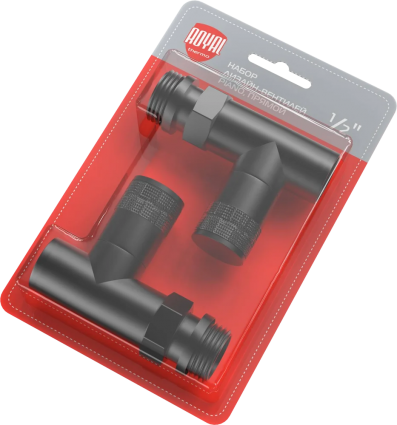 Вентили Royal Thermo Piano 1/2" М30х1,5 прямые, комплект, черный
