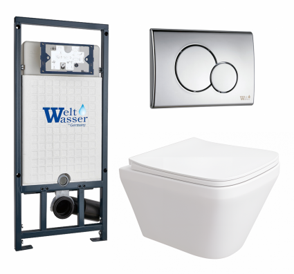 Комплект 3 в 1 инсталляция WeltWasser WW Marberg 507 + Унитаз подвесной Enio Vicino EN9170544 с кнопкой хром RD