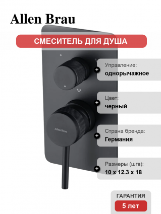 Смеситель для душа Allen Brau Priority 5.31A11-31 С ВНУТРЕННЕЙ ЧАСТЬЮ, матовый черный