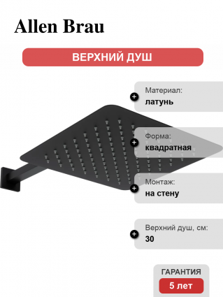Верхний душ Allen Brau Infinity 5.21A19-31 черный