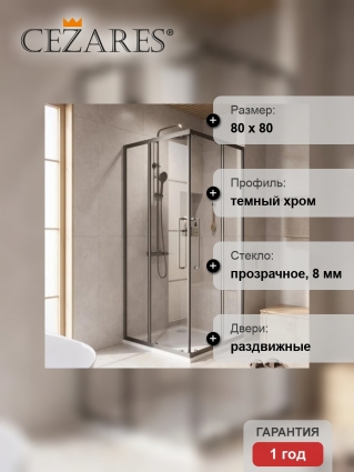 Душевой уголок Cezares Relax RELAX-304-A-2-80-C-GM 80x80, профиль оружейная сталь