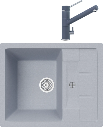 Комплект Мойка кухонная TopZero Scarlett 615.500-49 Titan + Смеситель Leonardo titan 49