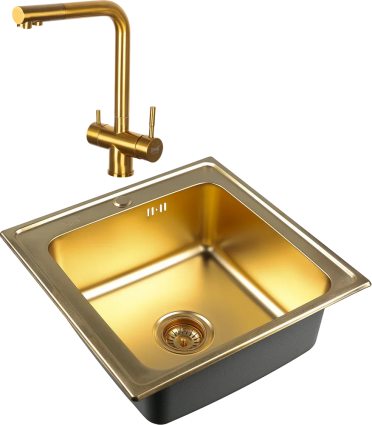 Комплект Мойка кухонная Zorg Inox PVD Inox Pvd SZR-5050 bronze + Смеситель Inox SZR-7039 BRONZE бронза