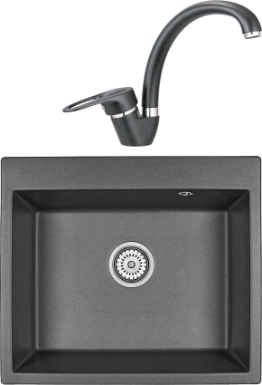 Комплект Мойка кухонная Granula + Смеситель ST-03 черный