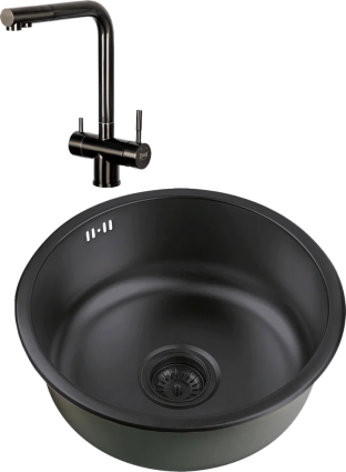 Комплект Мойка кухонная Zorg Inox PVD + Смеситель Inox SZR-7039 GRAFIT графит
