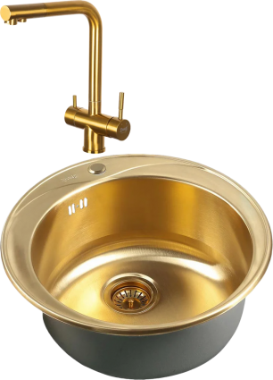 Комплект Мойка кухонная Zorg Inox Pvd SZR-510/205 Bronze + Смеситель SZR-7039 BRONZE бронза