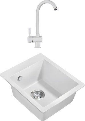 Комплект Мойка кухонная Milacio Murcia Cuarzo 42 MC.77042 белая + Смеситель Granula ST-31 белый