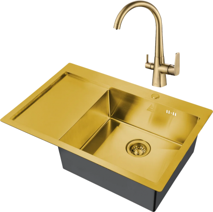 Комплект Мойка кухонная Steel Hammer SH 7851-R BRONZE бронза + Смеситель SH 819 BRONZE