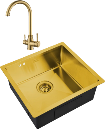Комплект Мойка кухонная Steel Hammer SH 4844 BRONZE бронза + Смеситель SH 763 INOX BRONZE PVD