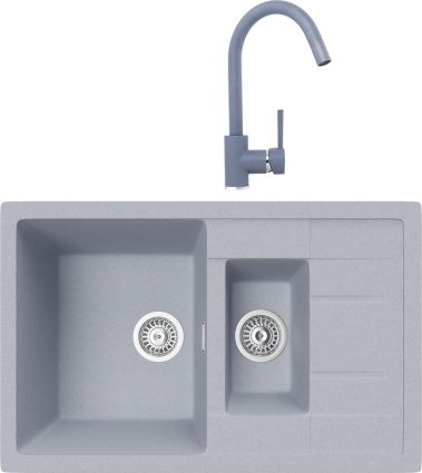 Комплект Мойка кухонная TopZero Valentina 780.500 15-49 Titan + Смеситель Romeo titan 49