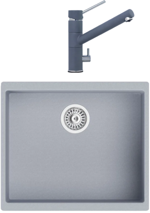 Комплект Мойка кухонная TopZero TopGran Miranda 530.460-49 titan 49 + Смеситель Leonardo titan 49